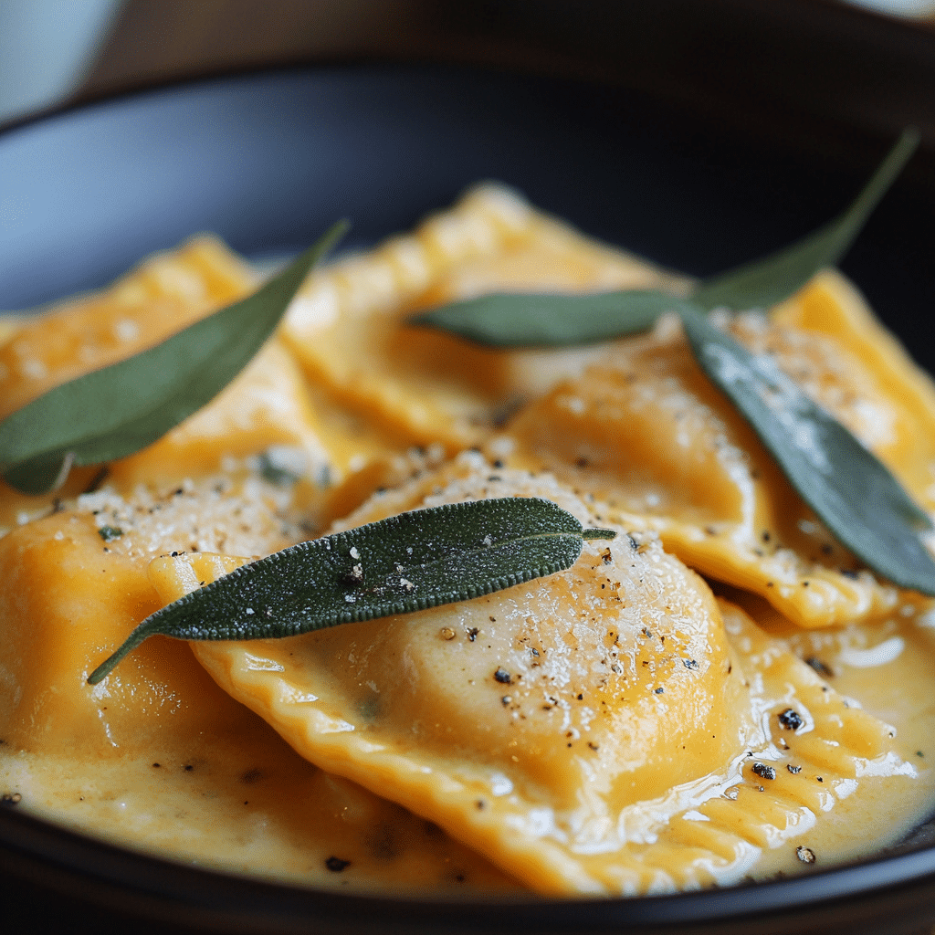 Butternut Squash Ravioli with Sage Butter Sauce