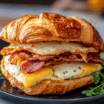 Croissant Breakfast Sandwich with Turkey Bacon
