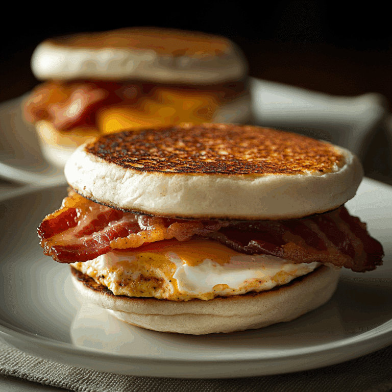 English Muffin Breakfast Sandwich with Turkey Bacon