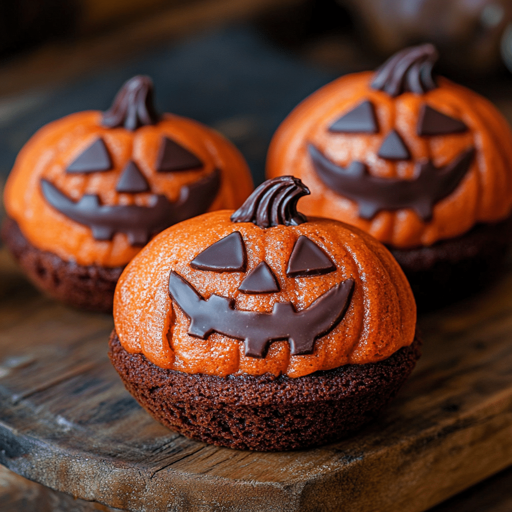Jack-O’-Lantern Orange Chocolate Cakes