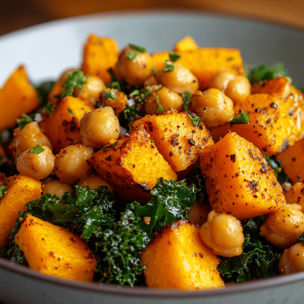 Roasted Pumpkin Salad with Spiced Chickpeas
