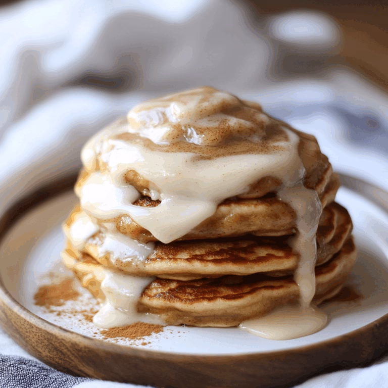 Cinnamon Roll Pancakes with Cream Cheese Frosting
