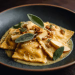 Pumpkin Ravioli with Apple Sage Butter Sauce