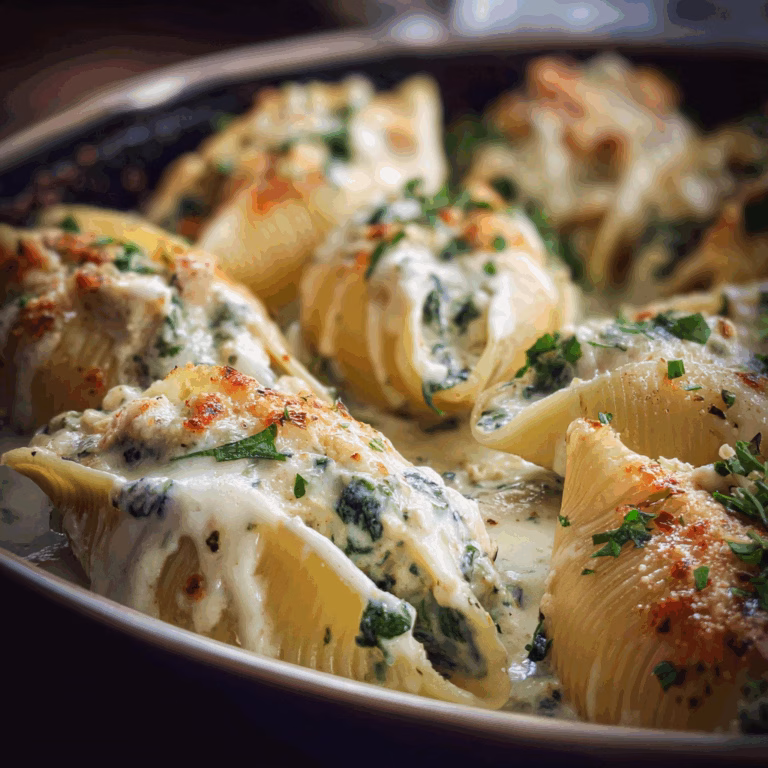 Chicken Stuffed Shells with Spinach and Alfredo Sauce